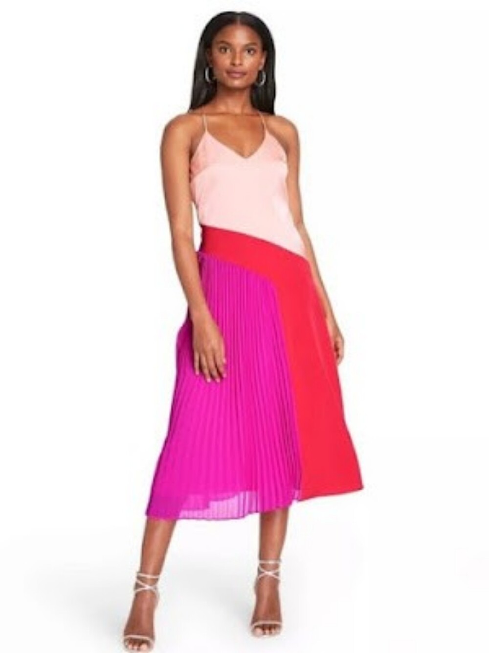 NWT Cushnie For Target Blush, Red & Fuchsia Block Slip Midi Dress 10